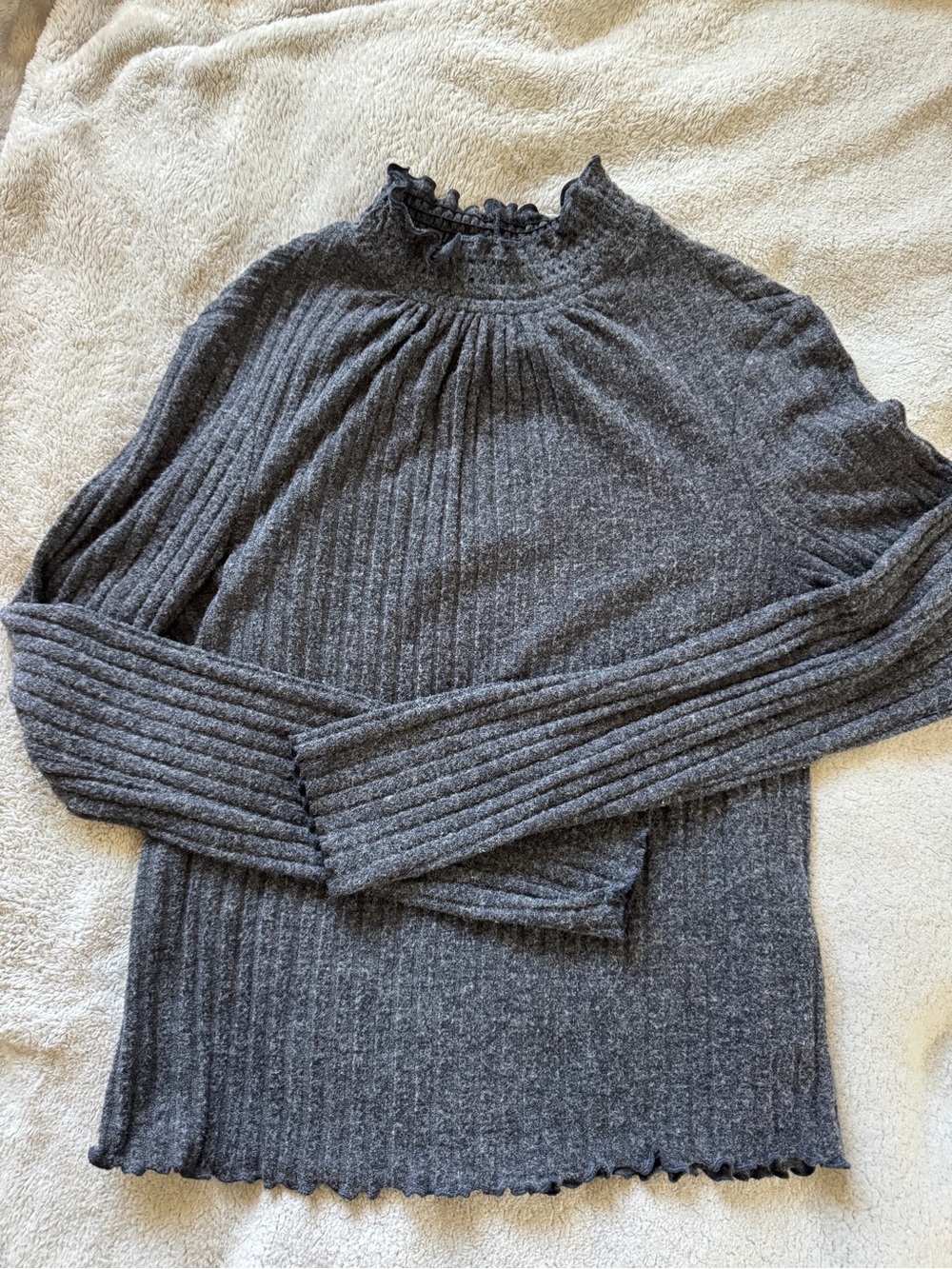 Charcoal Ribbed Mock Neck Women’s Sweater